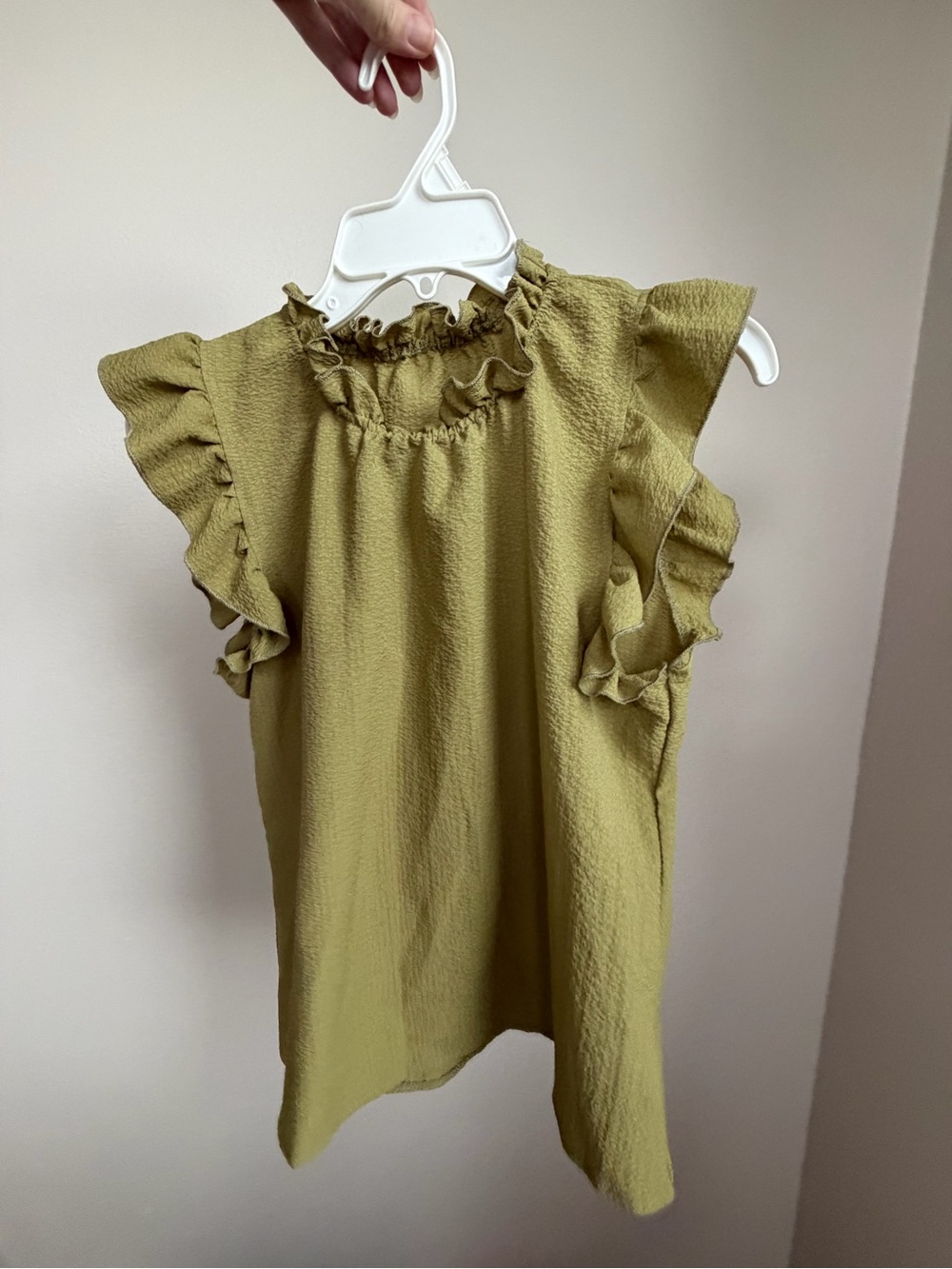 Olive Green Ruffled Sleeve Blouse